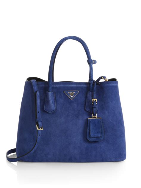 Tote Prada Navy in Suede 